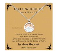 KORATER Silver Love Moving Mountains Faith Necklace for Women Her, Inspirational Religious Christian