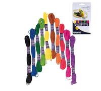Korbond 10 Pack Embroidery Floss Dark Skeins - 10 x 7m 6 Stranded Skeins - 70m of Floss - Ideal for Embroidery Work, Cross Stitch, Crafting, DIYs and Upcycling