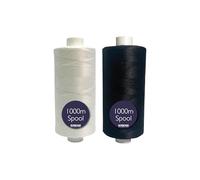 Korbond 1000m Polyester Sewing Thread - Hand and Machine Sewing Thread (Black & White)