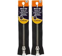 KORBOND 12cm Black Metal Zip - Closed Ended Zip - 12cm/4.7inches - Ideal for Sewing, Tailoring, Crafting Cushions or Garments (Pack of 2)