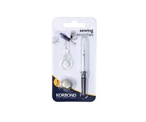 KORBOND 4 Piece Set - Stitch Ripper, Thimble (Size 10) & 3 x Needle Threaders - Sewing Essentials for Dressmaking, Tailoring, Crafts, Hand Sewing, Thick Fabrics, Quilting, Embroidery,108092,Silver