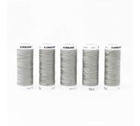 Korbond 500m Grey Polyester 5 x 100m Reels Thread-for Hand Sewing Machines - No Shrinkage - Ideal for Mending, Tailoring, Quilting, Crafting, Repairs and Embellishment