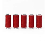 KORBOND 500m Red Polyester 5 x 100m Reels Thread-for Hand Sewing Machines-No Shrinkage-Ideal for Mending, Tailoring, Quilting, Crafting, Repairs and Embellishment