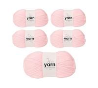 Korbond Baby Yarn Bulk Pack Bundle (Baby Pink)- Contains 5 x 100g Skeins of DK Acrylic Lightweight, Hypoallergenic & Durable Yarn (500g/1450mTotal)