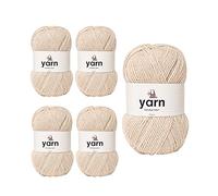 Korbond DK Beige Yarn - 5 x 100g Acrylic Wool - Lightweight, Hypoallergenic & Durable Double Knit Crochet Yarn Knitting Wool (1450m Total)