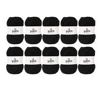 Korbond DK Black Yarn - 10 x 100g Acrylic Wool - Lightweight, Hypoallergenic & Durable Double Knit Crochet Yarn Knitting Wool (2900m Total)