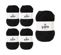 Korbond DK Black Yarn - 5 x 100g Acrylic Wool - Lightweight, Hypoallergenic & Durable Double Knit Crochet Yarn Knitting Wool (1450m Total)