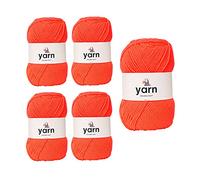 Korbond DK Bright Coral Yarn - 5 x 100g Acrylic Wool - Lightweight, Hypoallergenic & Durable Double Knit Crochet Yarn Knitting Wool (1450m Total)
