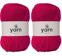 Korbond DK Bright Pink Yarn - 100g Acrylic Wool - Lightweight, Hypoallergenic & Durable Double Knit Crochet Yarn Knitting Wool (290m Total) (Pack of 2)