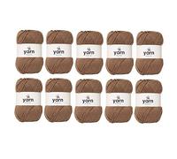 Korbond DK Brown Yarn - 10 x 100g Acrylic Wool - Lightweight, Hypoallergenic & Durable Double Knit Crochet Yarn Knitting Wool (2900m Total)