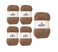 Korbond DK Brown Yarn - 5 x 100g Acrylic Wool - Lightweight, Hypoallergenic & Durable Double Knit Crochet Yarn Knitting Wool (1450m Total)