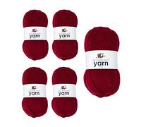 Korbond DK Burgundy Yarn - 5 x 100g Acrylic Wool - Lightweight, Hypoallergenic & Durable Double Knit Crochet Yarn Knitting Wool (1450m Total)