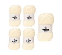 Korbond DK Cream Yarn - 5 x 100g Acrylic Wool - Lightweight, Hypoallergenic & Durable Double Knit Crochet Yarn Knitting Wool (1450m Total)
