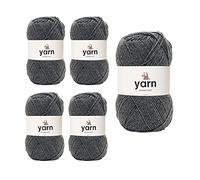 Korbond DK Grey Yarn - 5 x 100g Acrylic Wool - Lightweight, Hypoallergenic & Durable Double Knit Crochet Yarn Knitting Wool (1450m Total)