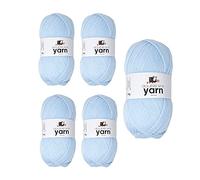 Korbond DK Light Blue Yarn - 5 x 100g Acrylic Wool - Lightweight, Hypoallergenic & Durable Double Knit Crochet Yarn Knitting Wool (1450m Total)