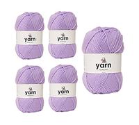 Korbond DK Lilac Yarn - 5 x 100g Acrylic Wool - Lightweight, Hypoallergenic & Durable Double Knit Crochet Yarn Knitting Wool (1450m Total)