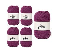 Korbond DK Plum Yarn - 5 x 100g Acrylic Wool - Lightweight, Hypoallergenic & Durable Double Knit Crochet Yarn Knitting Wool (1450m Total)
