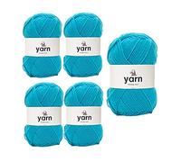 Korbond DK Turquoise Yarn - 5 x 100g Acrylic Wool - Lightweight, Hypoallergenic & Durable Double Knit Crochet Yarn Knitting Wool (1450m Total)