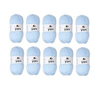 Korbond DK Yarn Light Blue - 10 x 100g Acrylic Wool - Lightweight, Hypoallergenic & Durable Double Knit Crochet Yarn Knitting Wool (2900m Total)