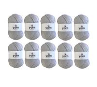 Korbond DK Yarn Light Grey - 10 x 100g Acrylic Wool - Lightweight, Hypoallergenic & Durable Double Knit Crochet Yarn Knitting Wool (2900m Total)