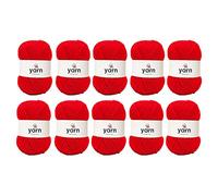 Korbond DK Yarn Red - 10 x 100g Acrylic Wool - Lightweight, Hypoallergenic & Durable Double Knit Crochet Yarn Knitting Wool (2900m Total)