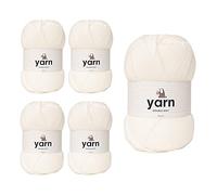 Korbond DK Yarn White - 5 x 100g Acrylic Wool - Lightweight, Hypoallergenic & Durable Double Knit Crochet Yarn Knitting Wool (1450m Total)