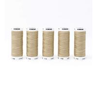 KORBOND 500m Beige Polyester 5 x 100m Reels Thread-for Hand Sewing Machines - No Shrinkage - Ideal for Mending, Tailoring, Quilting, Crafting, Repairs and Embellishment