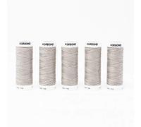 Korbond Polyester All Purpose Thread - 500m Total - Light Grey - 5 x 100m Reels for Hand and Machine Sewing