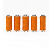 KORBOND 500m Pumpkin Polyester 5 x 100m Reels Orange Thread-for Hand Sewing Machines - No Shrinkage - Ideal for Mending, Tailoring, Quilting, Crafting, Repairs and Embellishment