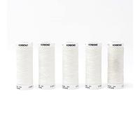 Korbond Polyester All Purpose Thread - 500m Total - Stone White - 5 x 100m Reels for Hand and Machine Sewing
