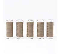 Korbond Polyester All Purpose Thread - 500m Total - Taupe - 5 x 100m Reels for Hand and Machine Sewing