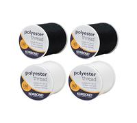 KORBOND Polyester Sewing Thread Set - 640m Total - 160m Spools - x 2 Black and x 2 White, for Hand and Machine Sewing