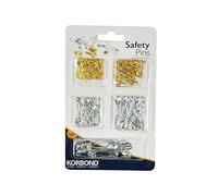 Korbond Safety Pins Value Pack - 100 Assorted Sizes; Silver/Nickel, Gold/Gilt; Professional Grade, Sharp Point, Heavy Duty, Nickel, Pin - Crafting, Sewing, Pinning, Fabrics, Saree, Sari
