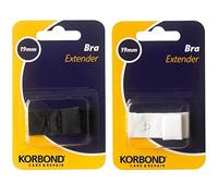 Korbond Set of Two Single Hook Bra Extenders - x 1 White Bra Extender & x 1 19mm Black Bra Extender - Machine Washable - Increase Bra Size By Up To 8cm - Comfort Fit