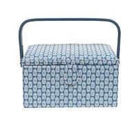 Korbond Sewing Basket - Medium - Blue Fern Design - 14.5cm x 19cm x 26cm