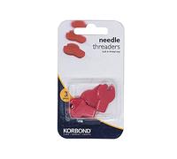 Korbond Three Pack Needle Threaders with Built in Thread Cutter - Ideal for Crafting, Sewing, Quilting, Repairs and Embellishment, Silver