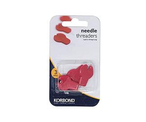 Korbond Three Pack Needle Threaders with Built in Thread Cutter - Ideal for Crafting, Sewing, Quilting, Repairs and Embellishment, Silver