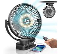 Korbot 8-inch Clip on Fan - 12000mAh Portable Fan Battery Rechargeable with 3 Speeds and Strong Airflow, USB Fan Small Desk Fan Personal Quiet Fan for Office Stroller Bedroom and Camping