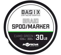 Korda Basix Braid Spod/Marker 30LB Camo Green | Durable Buoyant Fishing Braid with Zero Stretch | 200m Spool for Spod and Marker Rods
