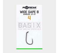 Korda Basix Wide Gape Size 4 Barbless - Black, Black