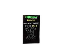 Korda Big Eye Swivel - Premium Carp Fishing Swivel with Anti-Glint Finish, Ideal for Running & Helicopter Rigs - Pack of 10