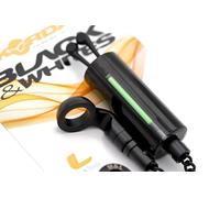 Korda Black & White Bobbin - Large Size, Classic Adjustable Bite Indicator, Black with Isotope Slot, 6" and 9" Chains, Carp Fishing Accessory