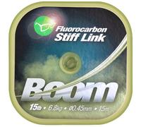 Korda - Boom 15lb/0.45mm 15m Fluorocarbon Hooklink | Stiff Rig Link Material | Crimpable for Custom Rigs | Green Tinted for Lakebed Camouflage | Ideal for Carp Fishing Rigs and Stiff Boom Setups