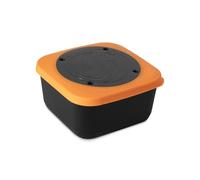 Korda Guru Bait Box 3.3 Pint | Match Fishing Bait Box | For All Types of Bait | Tight Fitting Secure Perforated Lid | Stackable | Strong Plastic Construction | Black with Orange Lid