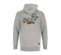 Korda Guru Circles Hoodie Grey, Adjustable Hood, Phone Pocket in Front Pouch, Warm, Breathable, Flexible Fabric, Circular Guru Logos in Black and Orange, 60% Cotton, 40% Polyester.