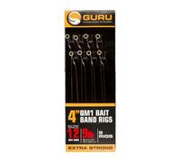 Korda Guru QM1 4" Bait Bands Hair Rigs Barbless (Size 14 7lb) | Pre-Tied Carp Fishing Rigs for Pellets, Wafters, Boilies | Micro Bait Band for Quick Bait Changes | 10 Pack