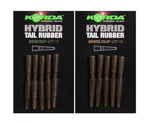 Korda Hybrid Tail Rubber Weed/Silt, 10 Pack, Durable Material, Compatible with Hybrid Lead Clips, Larger Cavity for Leaders