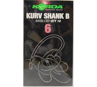 Korda Kurv Shank B Barbless Hooks - Size 6 | Versatile Pop-Up & Bottom-Bait Rigs | Carp Fishing Hooks with Aggressive Hooking Properties