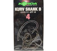 Korda Kurv Shank Barbless Hooks Size 4 (10 Pack) Forged Carp Fishing Hooks with PTFE Coating for Pop-Up and Bottom Bait Rigs