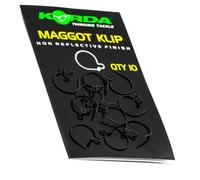Korda Maggot Klip Large - Anti-Glare Coating, Easy Thread Metal Fishing Clip for Baiting with Maggots, Ideal for Hair Rig, Pack of 10